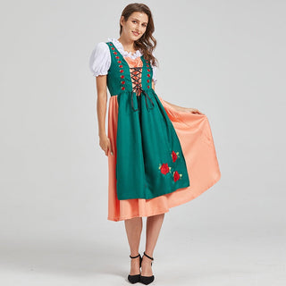 Oktoberfest Damen Dirndl Kleid Mit Rosenstickerei & Schürze | 2025