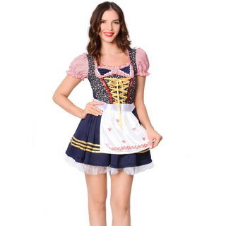 Oktoberfest Damen Mini Dirndl Mit Herzschürze & Karobluse | 2025