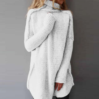 Rollkragen Damen Strickpullover Mit Langem Schnitt | Lang