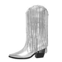 Cowboy Stiefel Damen Glänzend Fransen | Partylook