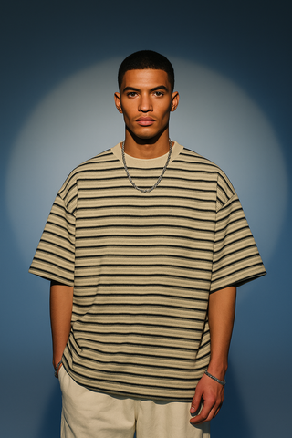 StreifenRaum Tee | Herren Oversize Gestreiftes T-Shirt | Sommer & Bequem
