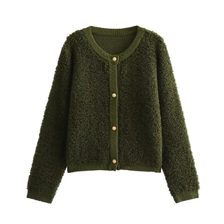 Teddy Damen Jacke Mit Goldknöpfen | Kurzer Schnitt