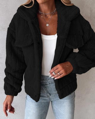 Teddy Damen Jacke Mit Stehkragen | Kurz Geschnitten