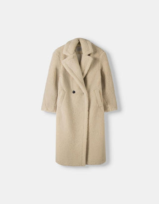 Teddy Damen Mantel Mit Reverskragen | Langer Schnitt