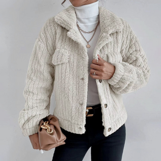 Teddyjacke Damen mit Knopfleiste | Warm