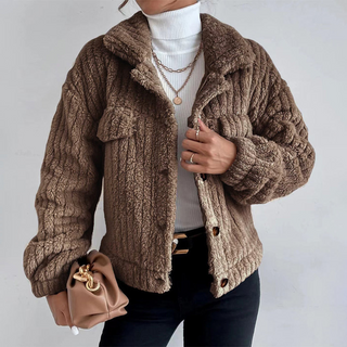 Teddyjacke Damen mit Knopfleiste | Warm