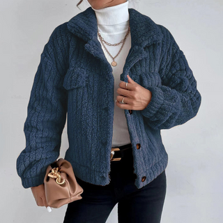 Teddyjacke Damen mit Knopfleiste | Warm