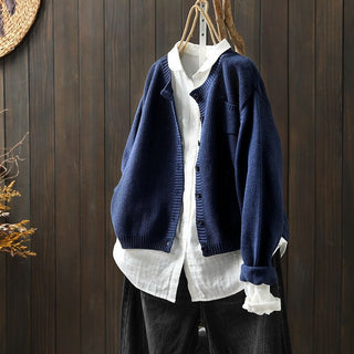 Übergangs Damen Strickjacke Mit Knöpfen Und Tasche | Locker