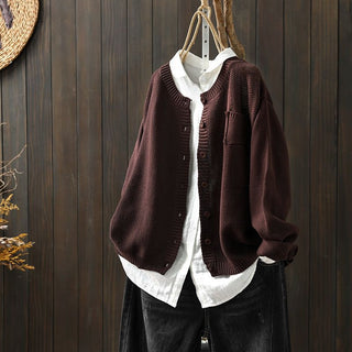 Übergangs Damen Strickjacke Mit Knöpfen Und Tasche | Locker