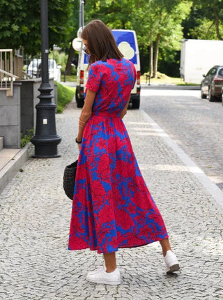Viviana | Damen Sommer Midi Kleid mit Schlitz in Wickeloptik