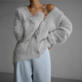 Weiche Damen Strickjacke Mit V-Ausschnitt Und Knöpfen | Übergroß