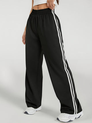 Weite Damen Jogginghose Mit Doppelseitigen Streifen | Gerade Passform